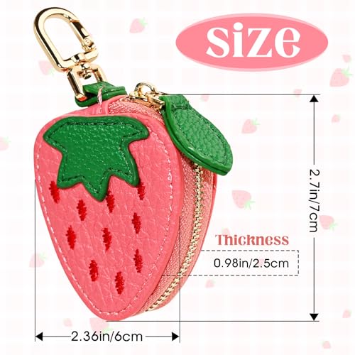 AUUTI Fruit Coin Purse Keychain - Cute Mini Leather Coin Pouch Keychain for Backpack Decoration, Fruit Keychain Gift for Women Girls - Image 2