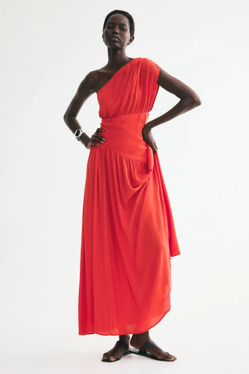 H&M Draped one-shoulder dress