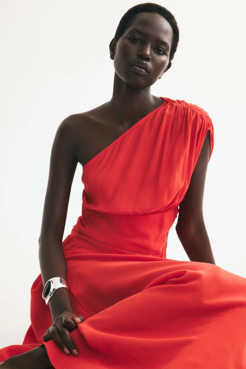 H&M Draped one-shoulder dress
