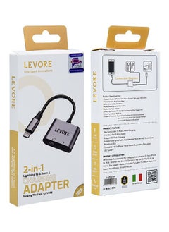 LEVORE Levore Lightning to 3.5mm and Lightning Port Charging Adapter - Gray 