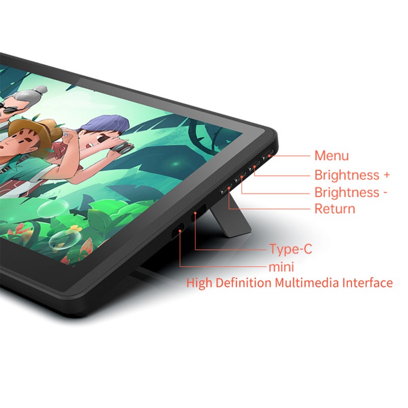 12HD-A H-IPS LCD Graphics Drawing Tablet Monitor 11.6 Inch Size 1366x768 Display 8192 Pressure Level Passive Technology with Tilt Function Support Windows MacOS USB-Powered Low Consumption - Image 3