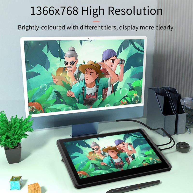 12HD-A H-IPS LCD Graphics Drawing Tablet Monitor 11.6 Inch Size 1366x768 Display 8192 Pressure Level Passive Technology with Tilt Function Support Windows MacOS USB-Powered Low Consumption - Image 4