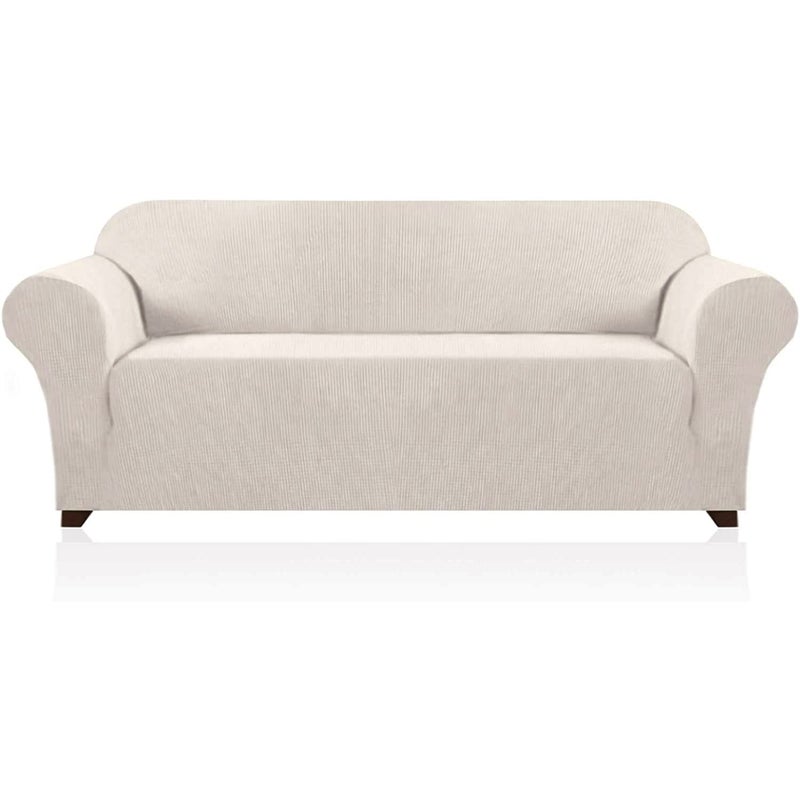 PrinceDeco Couch Covers for 3 Cushion Couch Sofa Pet Friendly Extra Large Couch Cover for Oversized Sofa Washable Furniture Protector Fitted Sofa Slipcovers Stay in PlaceXL Sofa Ivory