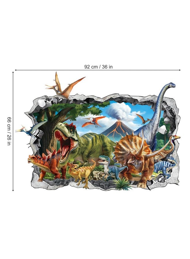 decalmile 3D Dinosaur Wall Stickers Large Dino Crack Hole Dinosaur Animals Volcano Wall Decals Boys Room Baby Nursery Kids Bedroom Wall Decor - Image 4