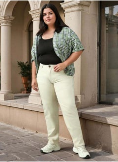 Women Jeans in Beige featuring Tappered fit with a washed pattern, secured with button closure, crafted from 70% cotton 30% polyester – your go-to choice for effortless elegance.