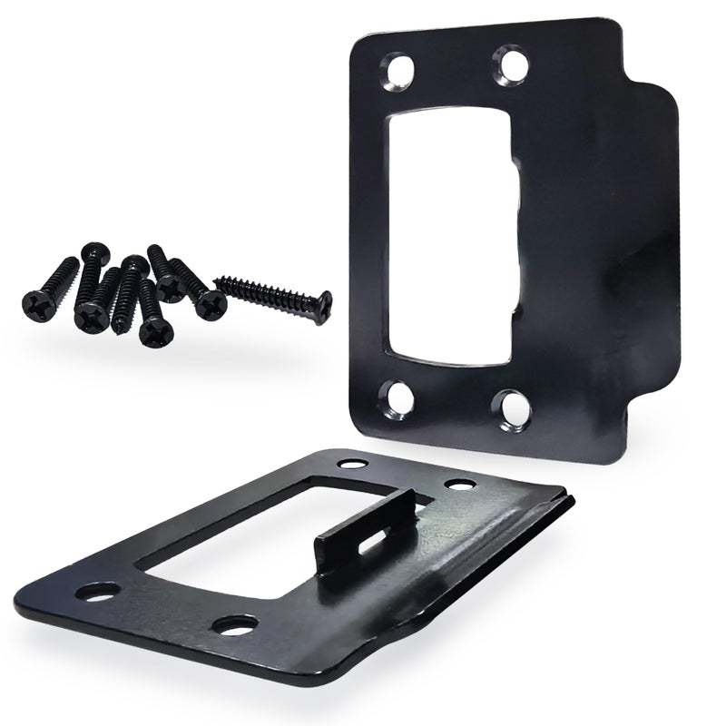 dttbgg 2-1/4" by 1-3/4" Door Latch Restorer Strike Plate for Doors, 2 PCS Universal Door Lock Hardware with Foul 1" Long Screws (Classic Black) - Image 1