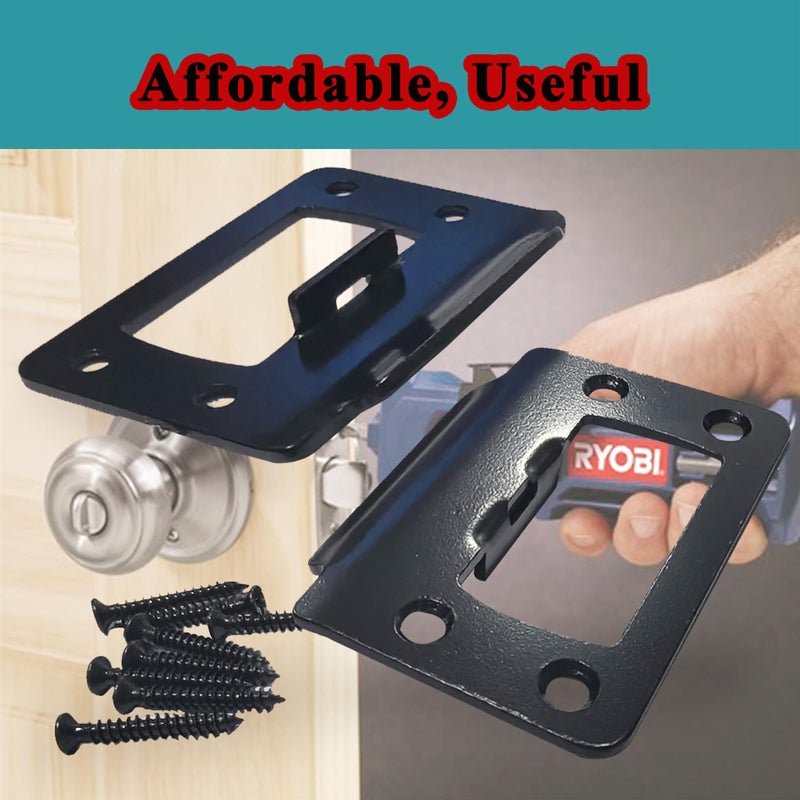 dttbgg 2-1/4" by 1-3/4" Door Latch Restorer Strike Plate for Doors, 2 PCS Universal Door Lock Hardware with Foul 1" Long Screws (Classic Black) - Image 2