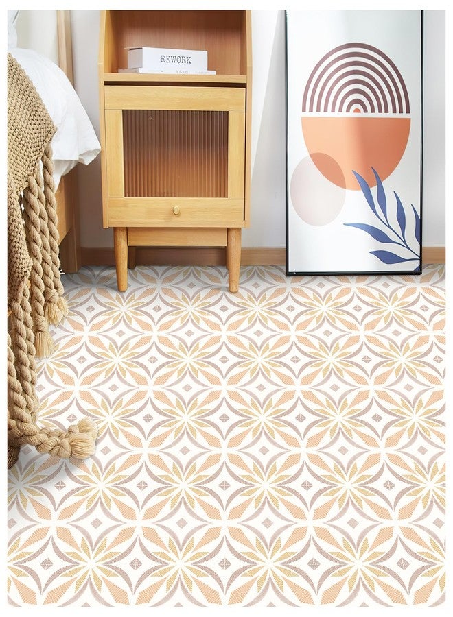 MORCART Peel and Stick Floor Tile - 20 PCS, 7.87" x 7.87" Self-Adhesive DIY Vinyl Flooring for Renters - Waterproof Tile Sticker for Bathroom, Kitchen, Living Room, Bedroom - Orange/Fabric Pattern - Image 5