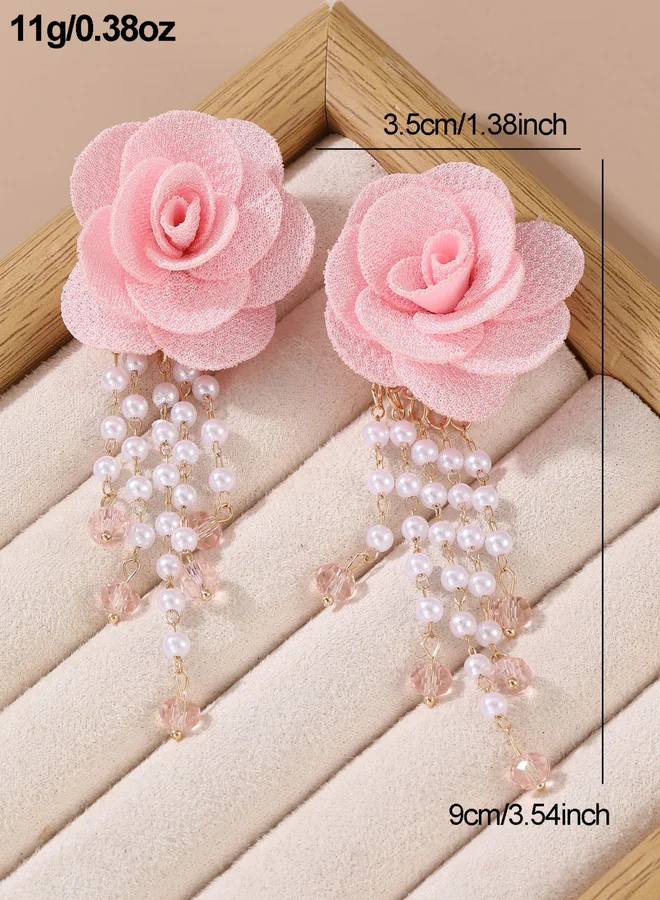Take Two  Pink Floral Tassel Earrings for Women | Best Price UAE