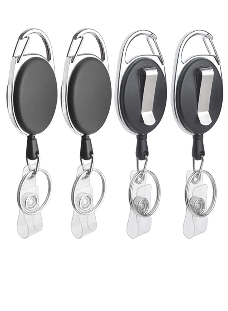 4 Packs Heavy Duty Retractable Keychain Badge Holder Reel Clip for ID Cards, Name Tags, Keys, and Badges - Ideal for Waist, Chest, Backpack, and Pocket Use  - Image 1