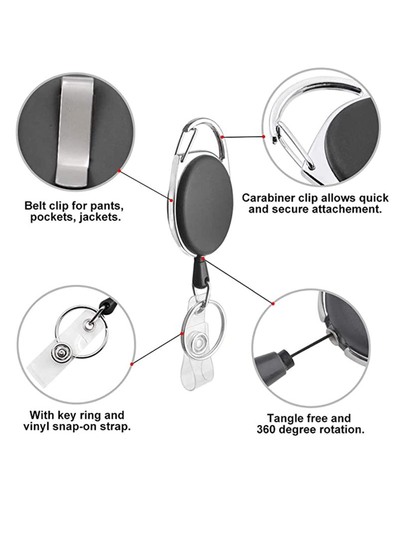4 Packs Heavy Duty Retractable Keychain Badge Holder Reel Clip for ID Cards, Name Tags, Keys, and Badges - Ideal for Waist, Chest, Backpack, and Pocket Use  - Image 3