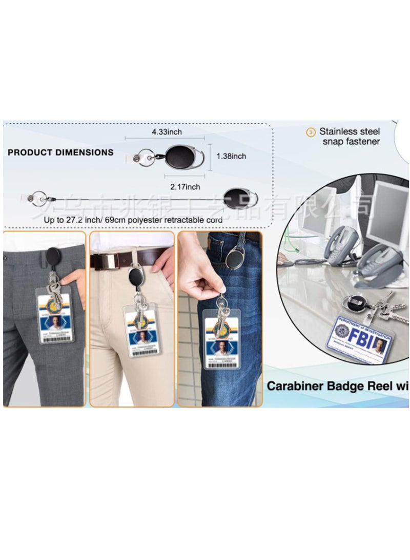 4 Packs Heavy Duty Retractable Keychain Badge Holder Reel Clip for ID Cards, Name Tags, Keys, and Badges - Ideal for Waist, Chest, Backpack, and Pocket Use  - Image 4