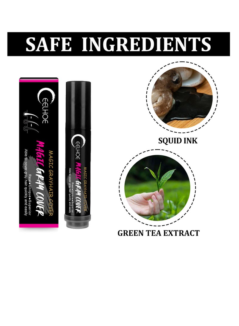 إيلهو 20 مل، صالون شعر نباتي للاستعمال مرة واحدة، قابل للغسل، غير ضار، بديل للشعر، لون أسود بني، عصا تغطية شعر بيضاء سريعة - Image 4