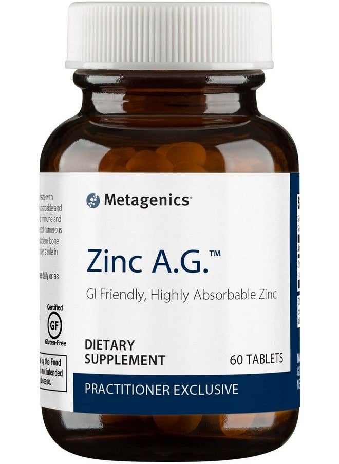 Metagenics - Zinc Ag Highly Absorbable Gi Friendly 20 Mg Zinc Arginate And Zinc Glycinate Supplement 60 Tablets - Image 1