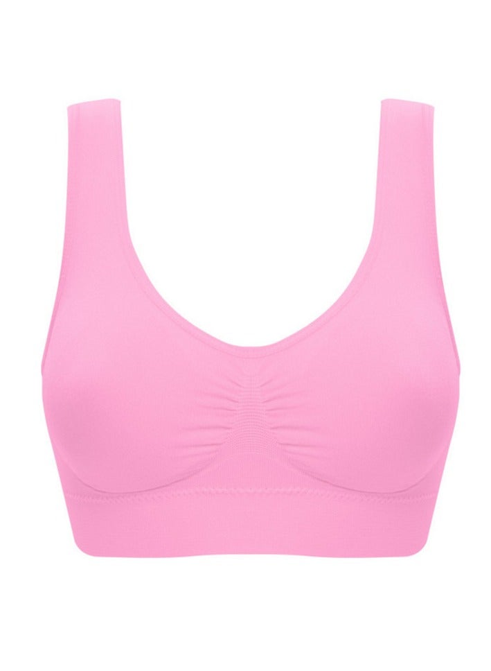 AROAQ Women Sports Bra, Fitness Sports Yoga Bra with Removable Padding,  Double-layer Seamless  Sports Bra without Rims, Comfortable Soft Bra for Workouts Running Yoga Trainings, (Size S, Pink)  - Image 1