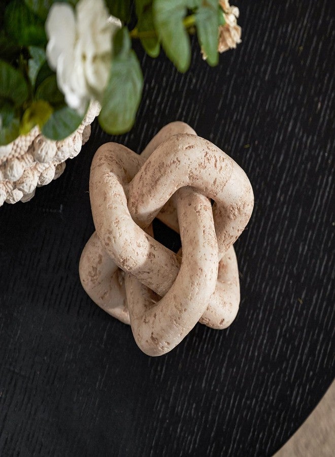 DN DECONATION 3 Link Knot Decor, Beige Travertine Coffee Table Decoration, Boho Chain Link Decor, Modern Shelf Entryway Objects for Home Living Room Farmhouse Bedroom Inspired Aesthetic Art - Image 5