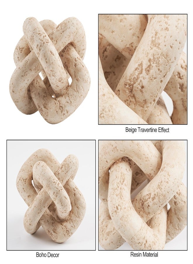 DN DECONATION 3 Link Knot Decor, Beige Travertine Coffee Table Decoration, Boho Chain Link Decor, Modern Shelf Entryway Objects for Home Living Room Farmhouse Bedroom Inspired Aesthetic Art - Image 4