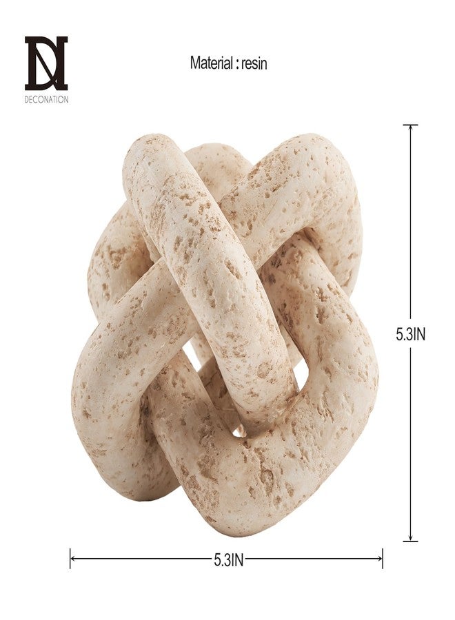 DN DECONATION 3 Link Knot Decor, Beige Travertine Coffee Table Decoration, Boho Chain Link Decor, Modern Shelf Entryway Objects for Home Living Room Farmhouse Bedroom Inspired Aesthetic Art - Image 3