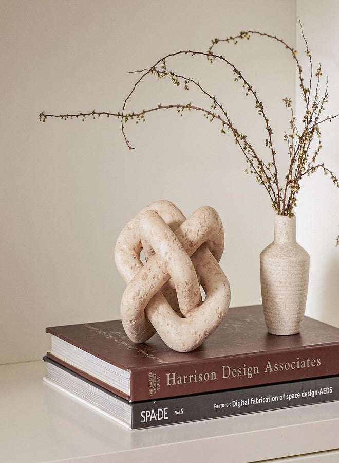 DN DECONATION 3 Link Knot Decor, Beige Travertine Coffee Table Decoration, Boho Chain Link Decor, Modern Shelf Entryway Objects for Home Living Room Farmhouse Bedroom Inspired Aesthetic Art - Image 2