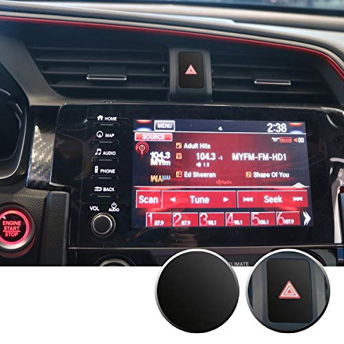 GOMU Hazard Warning Lights Button Switch Vinyl Decal Sticker Trim Overlay Compatible with Honda Civic 2016 2017 2018 2019 2020 - Metallic Matte Chrome Black - Image 1