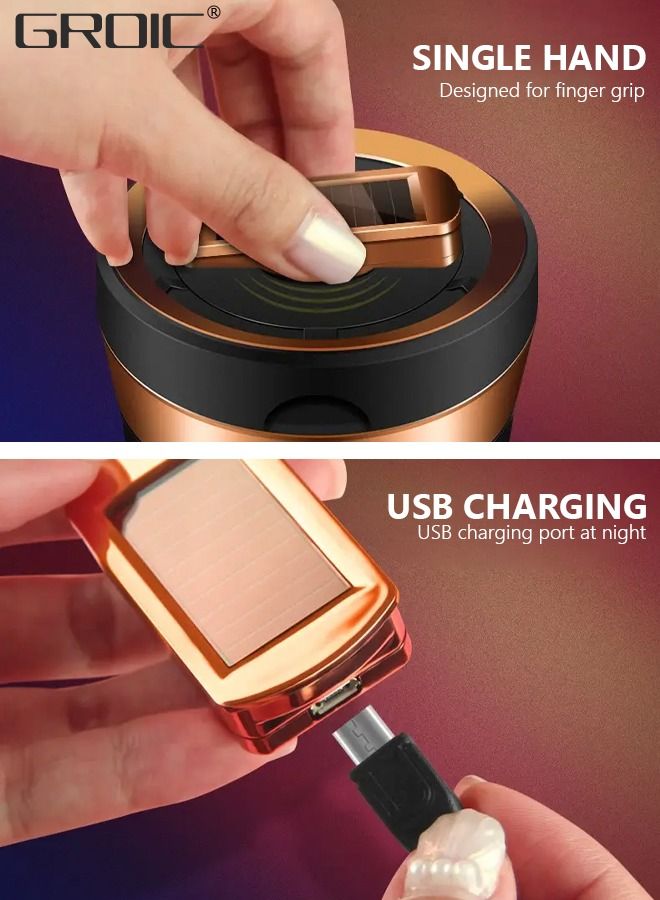 GROIC Car Ashtray, Auto Ashtray Detachable Ceramics with Lid Led Light and Removable Lighter Solar Energy and USB Dual Charging for Most Car Cup Holder - Image 5