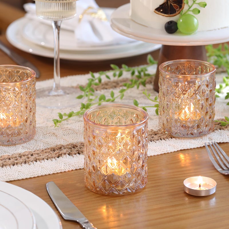 MATAHUM 8Pcs Large Votive Candle Holders Gold Tea Light Candle Holders Glass Candle Holder for Wedding, Bridal Shower,Table Centerpiece,Party, Home Decor - Image 3