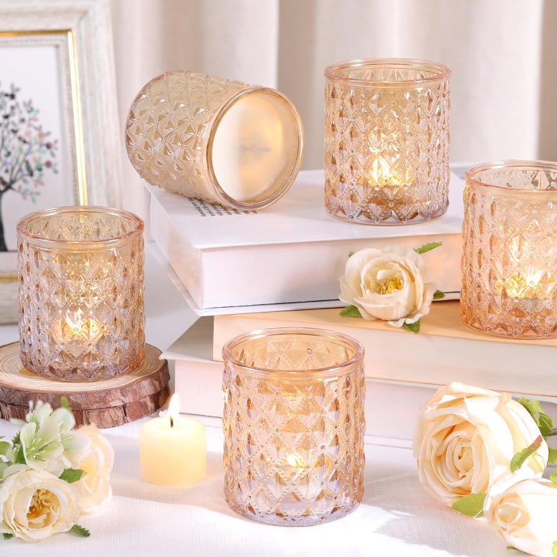 MATAHUM 8Pcs Large Votive Candle Holders Gold Tea Light Candle Holders Glass Candle Holder for Wedding, Bridal Shower,Table Centerpiece,Party, Home Decor - Image 4