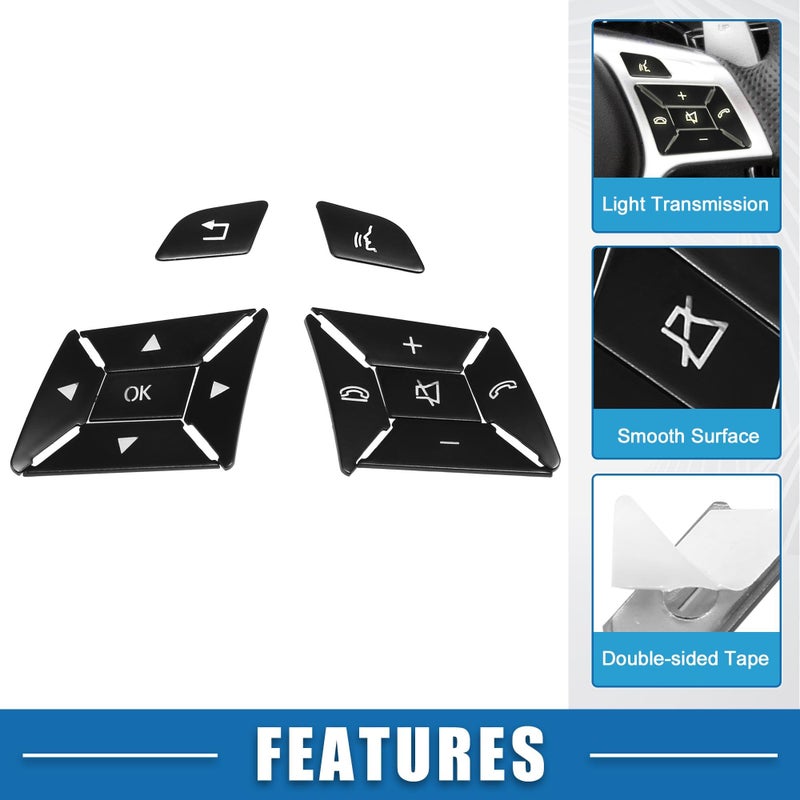 A ABSOPRO Car Steering Wheel Button Stickers Cover Interior Switch Button Decoration Trim for Benz a Class 13-15 Black (Set of 12) - Image 2