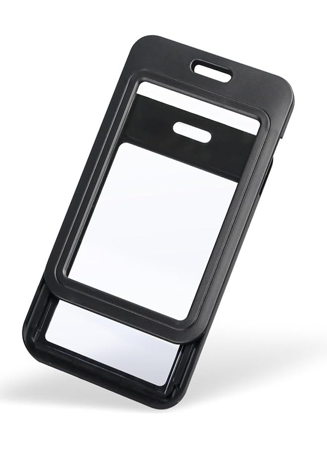 erorex 10 Pack Sliding Badge Holder With Double Sided Windows Vertical Hard Plastic Case Black Card Protector Pouch For Office School Id Credit Cards Proximity Key Cards Driver¡¯S Licenses And Passes  - Image 1