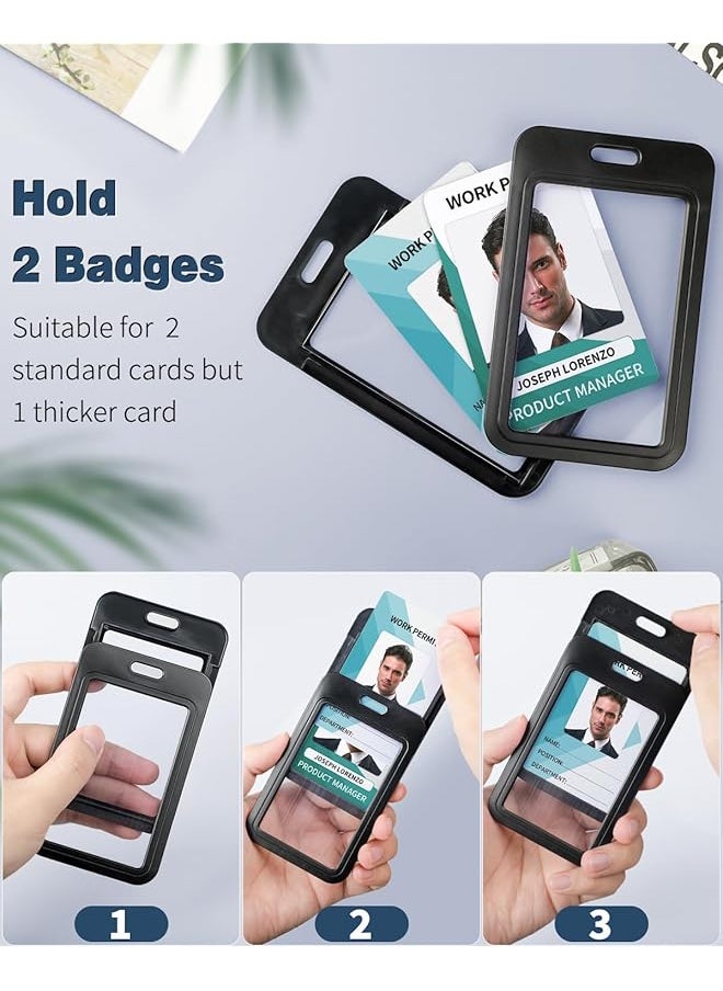 erorex 10 Pack Sliding Badge Holder With Double Sided Windows Vertical Hard Plastic Case Black Card Protector Pouch For Office School Id Credit Cards Proximity Key Cards Driver¡¯S Licenses And Passes  - Image 4