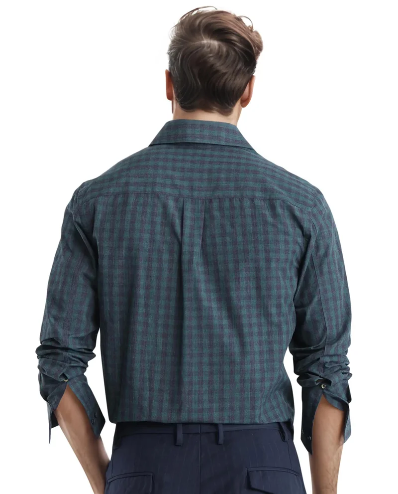 Rare Rabbit Rare Rabbit Men Otts Dark Green Cotton Poly Fabric Full Sleeve Regular Fit Checked Shirt