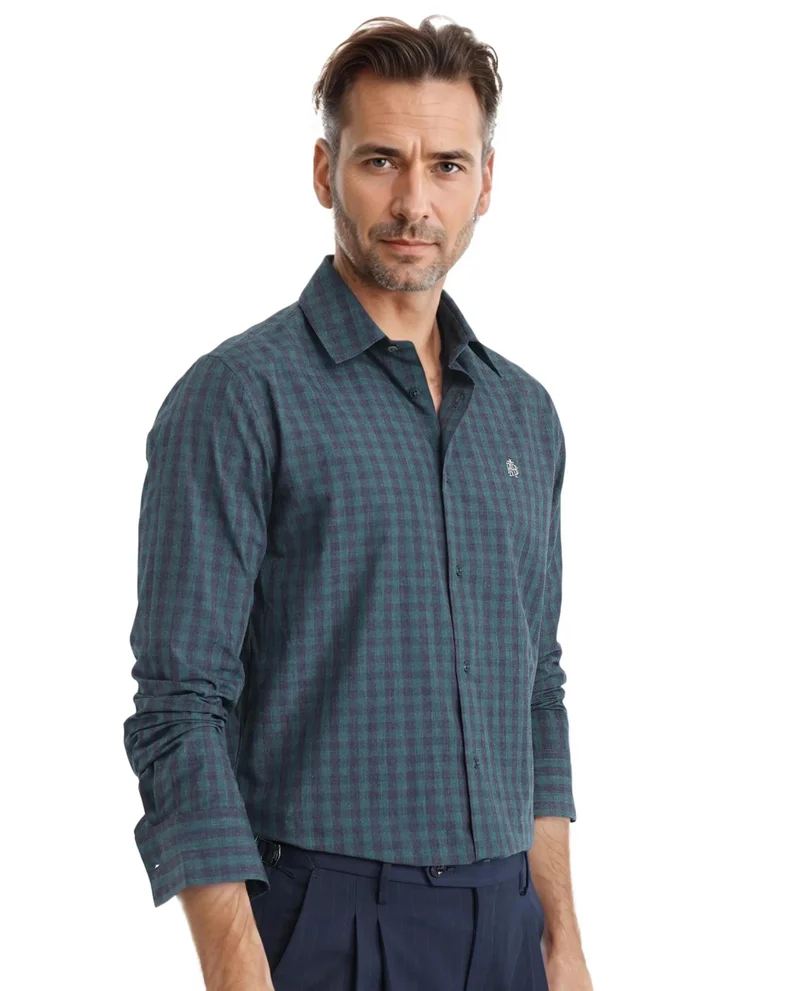 Rare Rabbit Rare Rabbit Men Otts Dark Green Cotton Poly Fabric Full Sleeve Regular Fit Checked Shirt