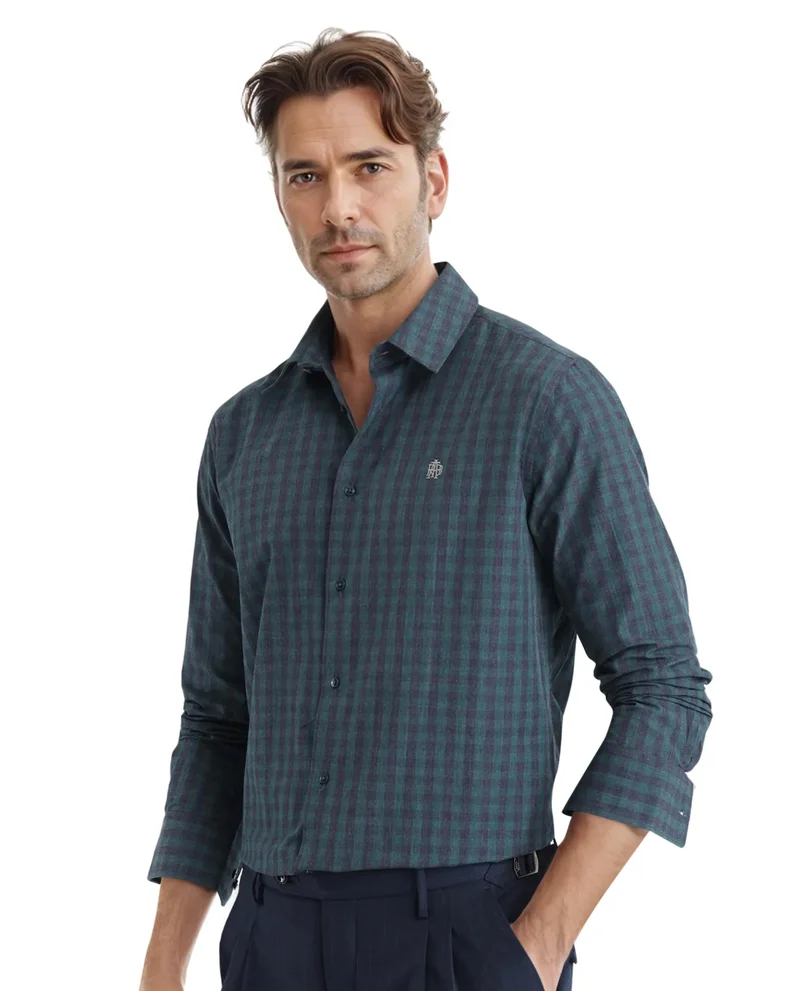 Rare Rabbit Rare Rabbit Men Otts Dark Green Cotton Poly Fabric Full Sleeve Regular Fit Checked Shirt