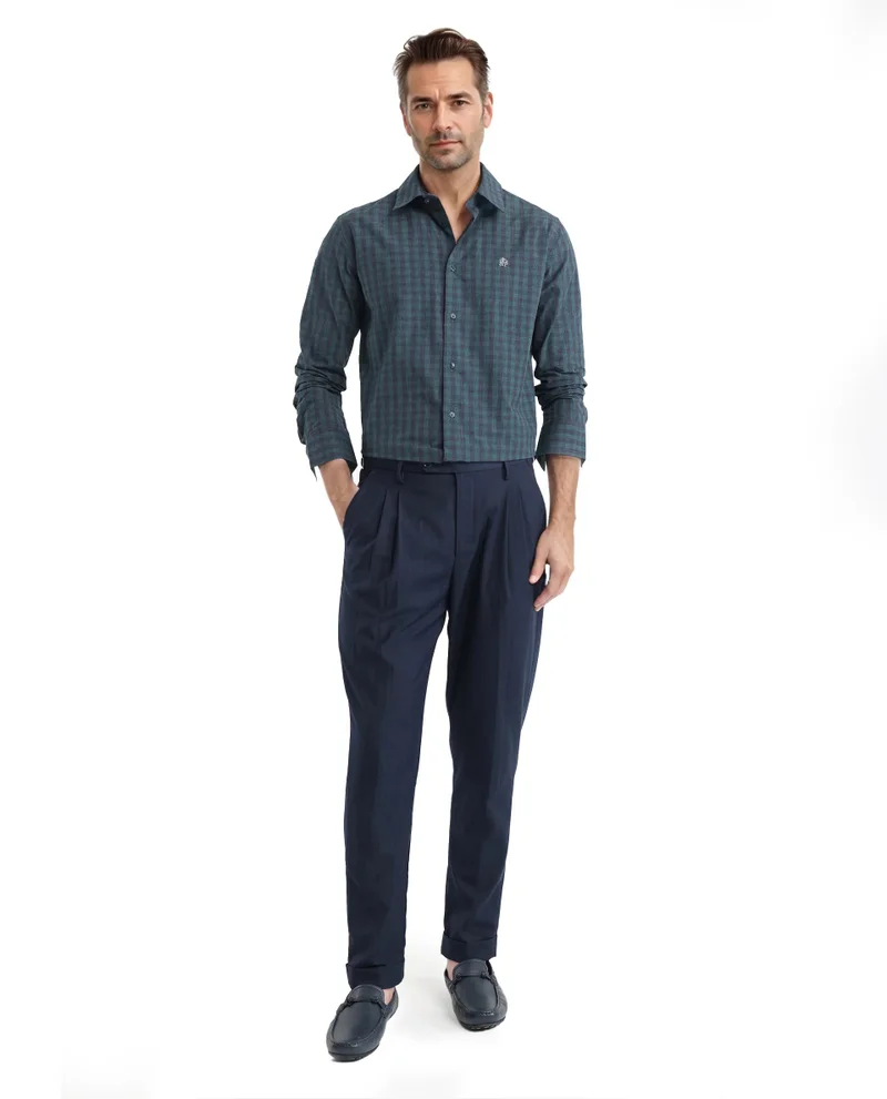 Rare Rabbit Rare Rabbit Men Otts Dark Green Cotton Poly Fabric Full Sleeve Regular Fit Checked Shirt