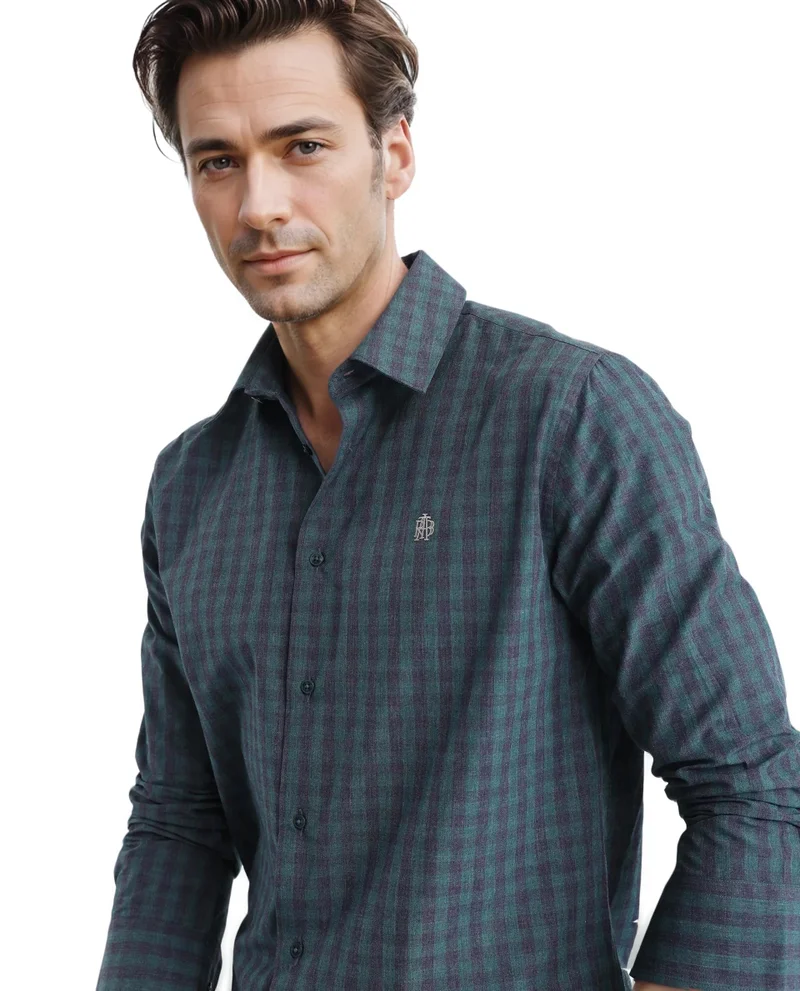 Rare Rabbit Rare Rabbit Men Otts Dark Green Cotton Poly Fabric Full Sleeve Regular Fit Checked Shirt