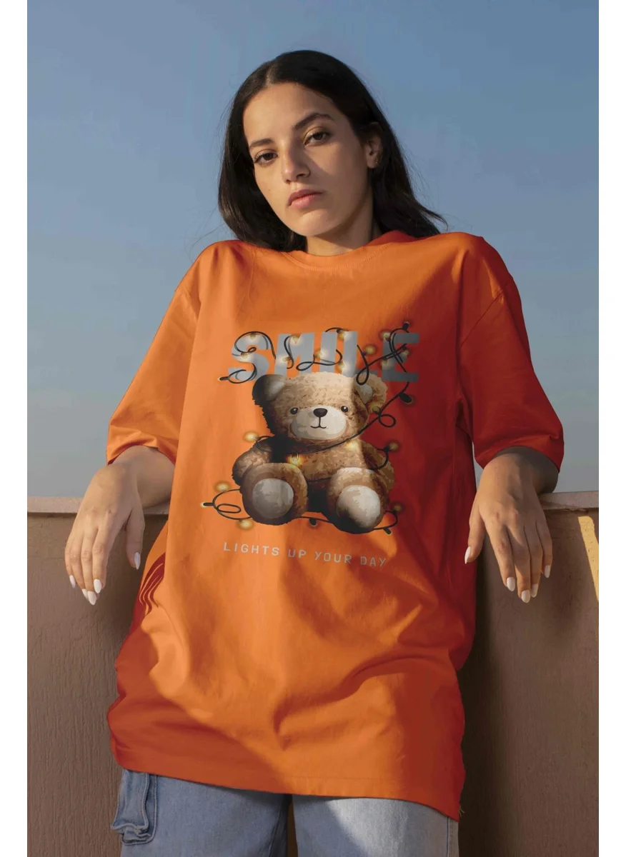 DogFish Printed Orange Oversize Unisex Tshirt