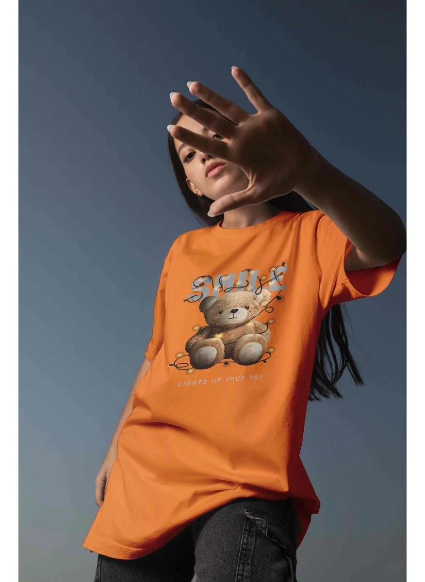 DogFish Printed Orange Oversize Unisex Tshirt