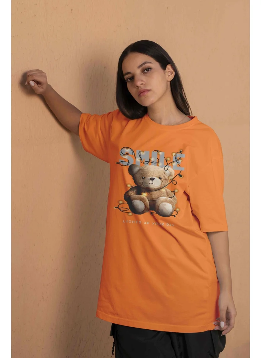 DogFish Printed Orange Oversize Unisex Tshirt