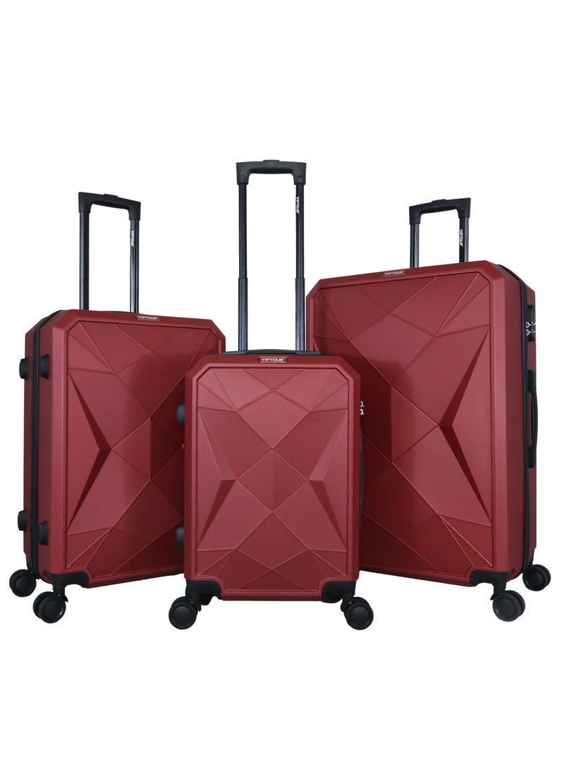 VIPTOUR Luggage Set 3Pcs ABS Trolley Bag Set With Number Lockable System - Image 1