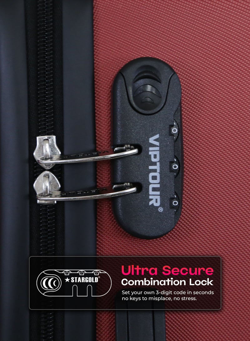 VIPTOUR Luggage Set 3Pcs ABS Trolley Bag Set With Number Lockable System - Image 3