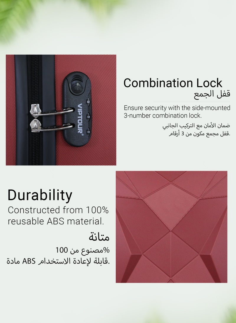 فيبتور طقم حقائب سفر 3 قطع ABS بعجلات مع نظام رقم قابل للقفل  - Image 4