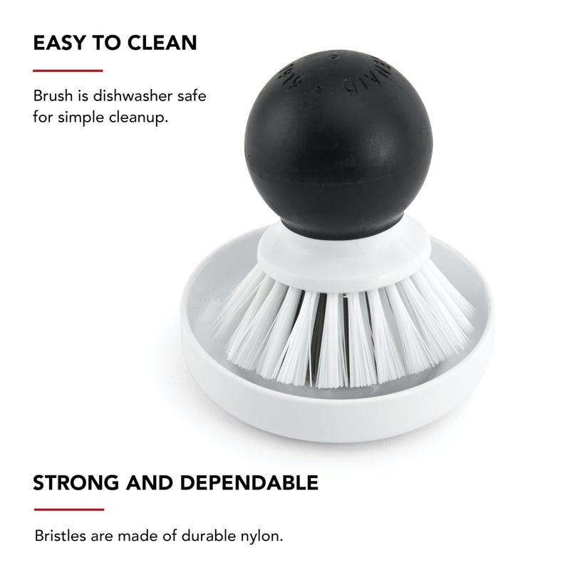 KitchenAid Palm Brush with Dish Tray to Keep Countertops Dry and Clean, Durable Nylon Bristles for Tough Cleaning, Dishwasher Safe, 2 Piece, Black - Image 3