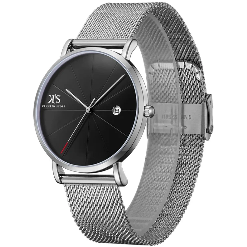 KENNETH SCOTT Men's Stainless Steel Analog Watch K22013-SMSB - 40 mm