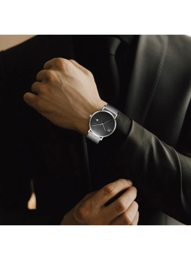 Kenneth Scott Black Men's Stainless Steel Analog Watch K22013-SMSB - 40 mm for Men | Best Price UAE