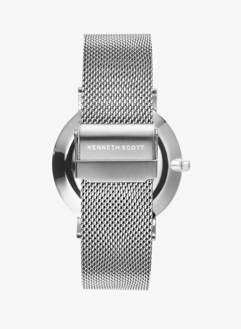 Kenneth Scott Black Men's Stainless Steel Analog Watch K22013-SMSB - 40 mm for Men | Best Price UAE