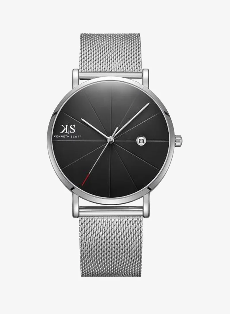 Kenneth Scott Black Men's Stainless Steel Analog Watch K22013-SMSB - 40 mm for Men | Best Price UAE