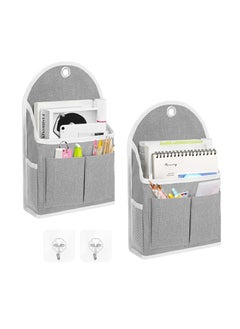 SYOSI 2 Pack Wall Hanging Organizer Bag, with Pockets Fabric Storage Bag, Basket Caddy Waterproof, Over the Door Pouch Closet Shelves with Hook for Dormitory, Kitchen, Bedroom, Bathroom (Grey+Grey)  - Image 1