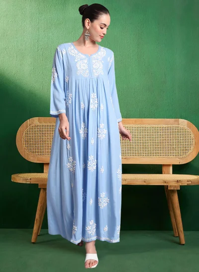 Alaya Hand Embroidered Chikankari Rayon Jalabiya-AL4012