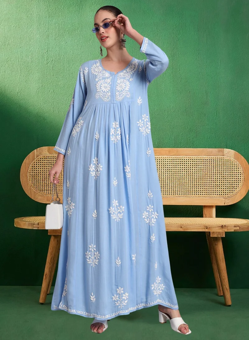 Alaya Hand Embroidered Chikankari Rayon Jalabiya-AL4012