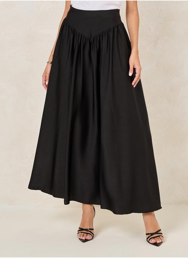 Styli Gathered Waistband Detail A-Line Maxi Skirt  - Image 1